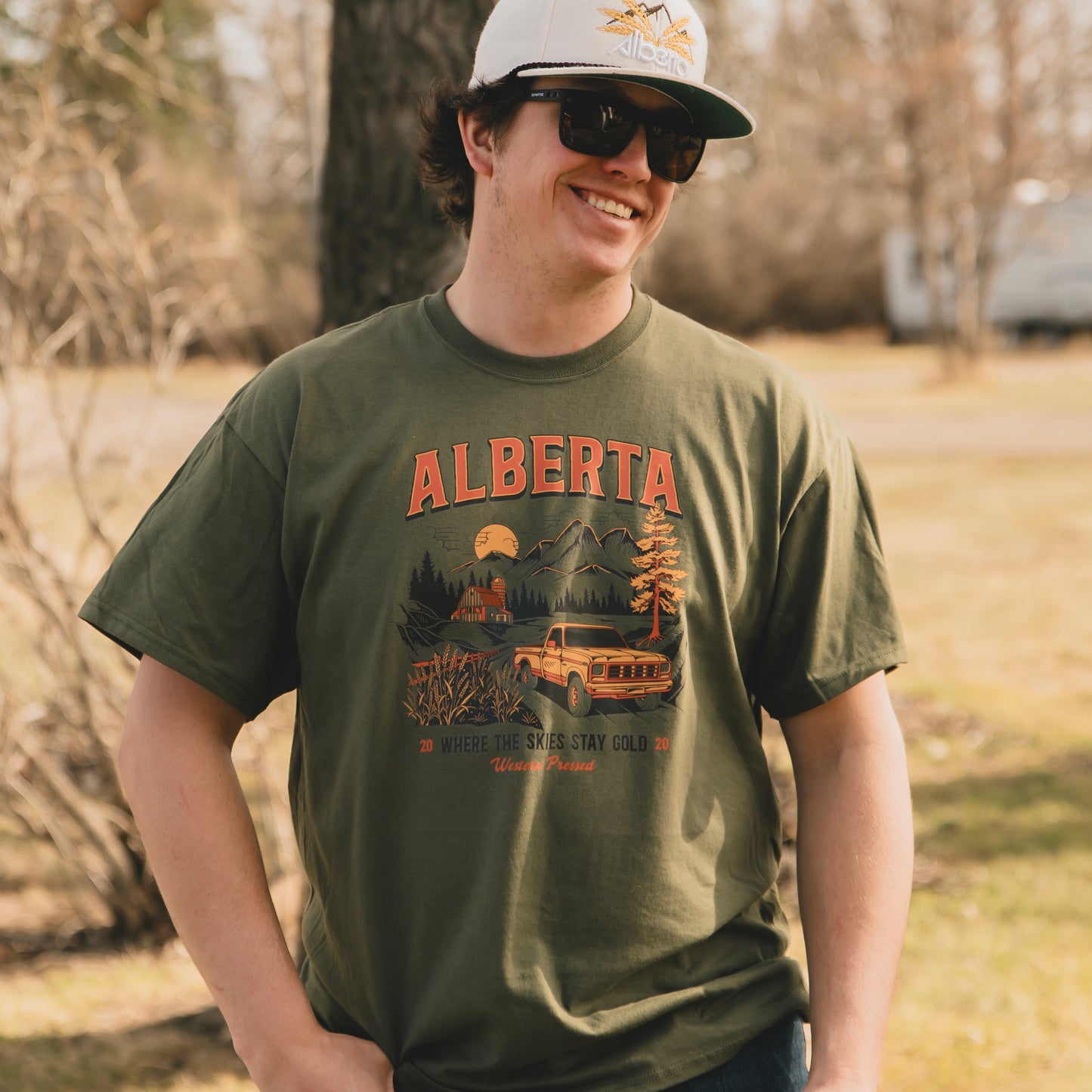 Alberta Gold Skies T-Shirt Green