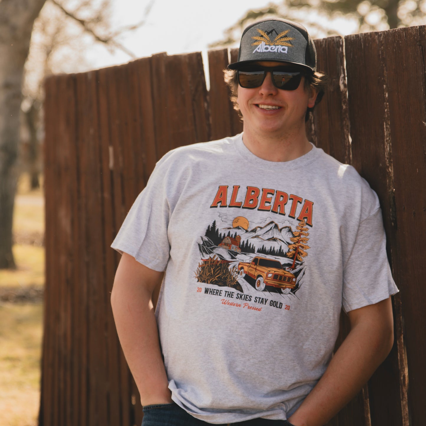 Alberta Gold Skies T-Shirt Ash Grey