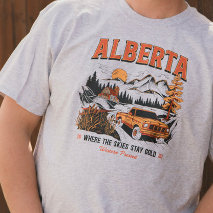 Alberta Gold Skies T-Shirt Ash Grey