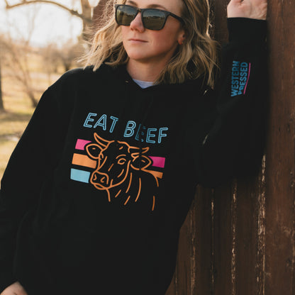 Eat Beef Neon Black Hoodie