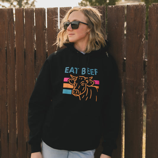 Eat Beef Neon Black Hoodie
